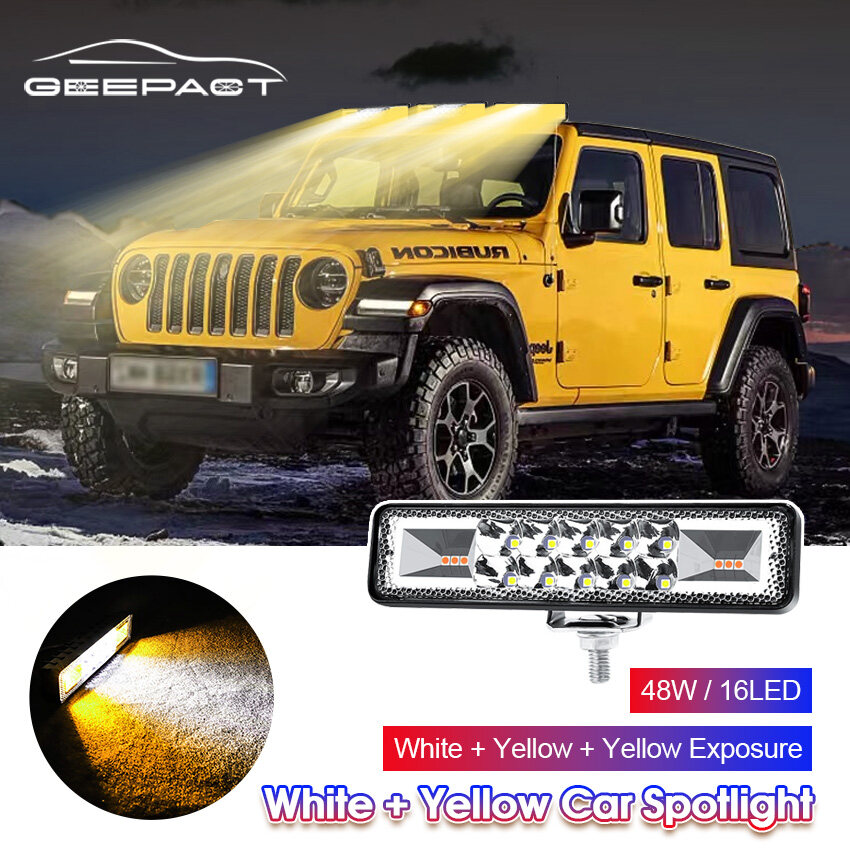 Geepact 48W 16LED Car Spotlight LED Sport Light Car Work Light Straight