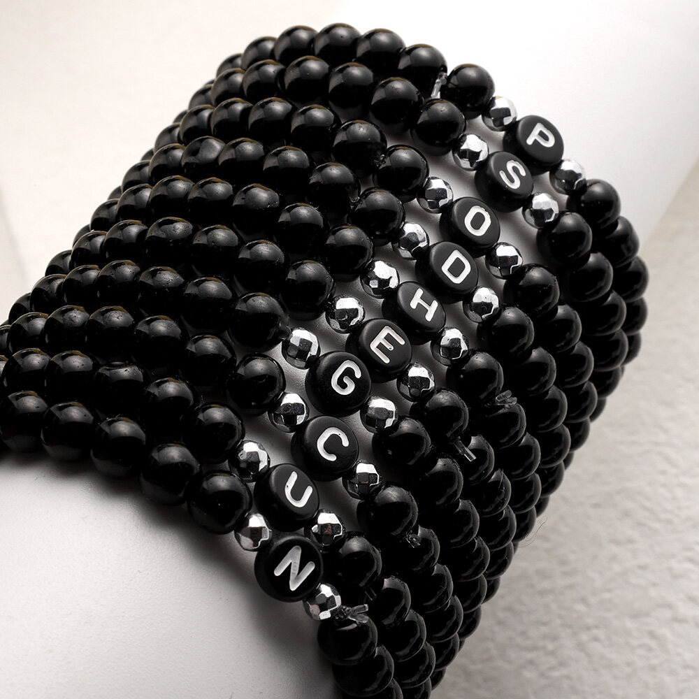 Bold Black Beaded Bracelet-sonthuy.vn