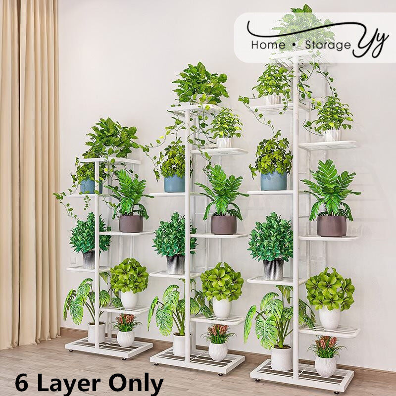 Johor Seller | 7 Flower pots Iron Flower Stand Pot Trays Plant Planter Display Shelves Rack Storage Holder Shelf Home Balcony Stand Harga  65 Ringgit*Penghantaran Percuma