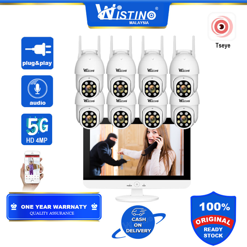 Wistino Wifi Kit 6MP CCTV System Wireless 8CH NVR Security IP Camera Outdoor P2P Monitor Kits IR LCD Screen Surveillance Cam - Jenama Wistino Harga 1,499 Ringgit*Penghantaran Percuma