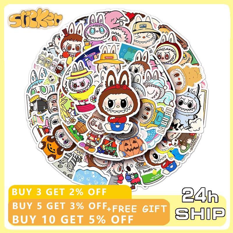  50 cái nhãn dán hoạt hình quái vật labubu tự làm chai nước máy tính xách tay ván trượt sổ lưu niệm Miếng dán hình hoạt hình Nhật Bản 