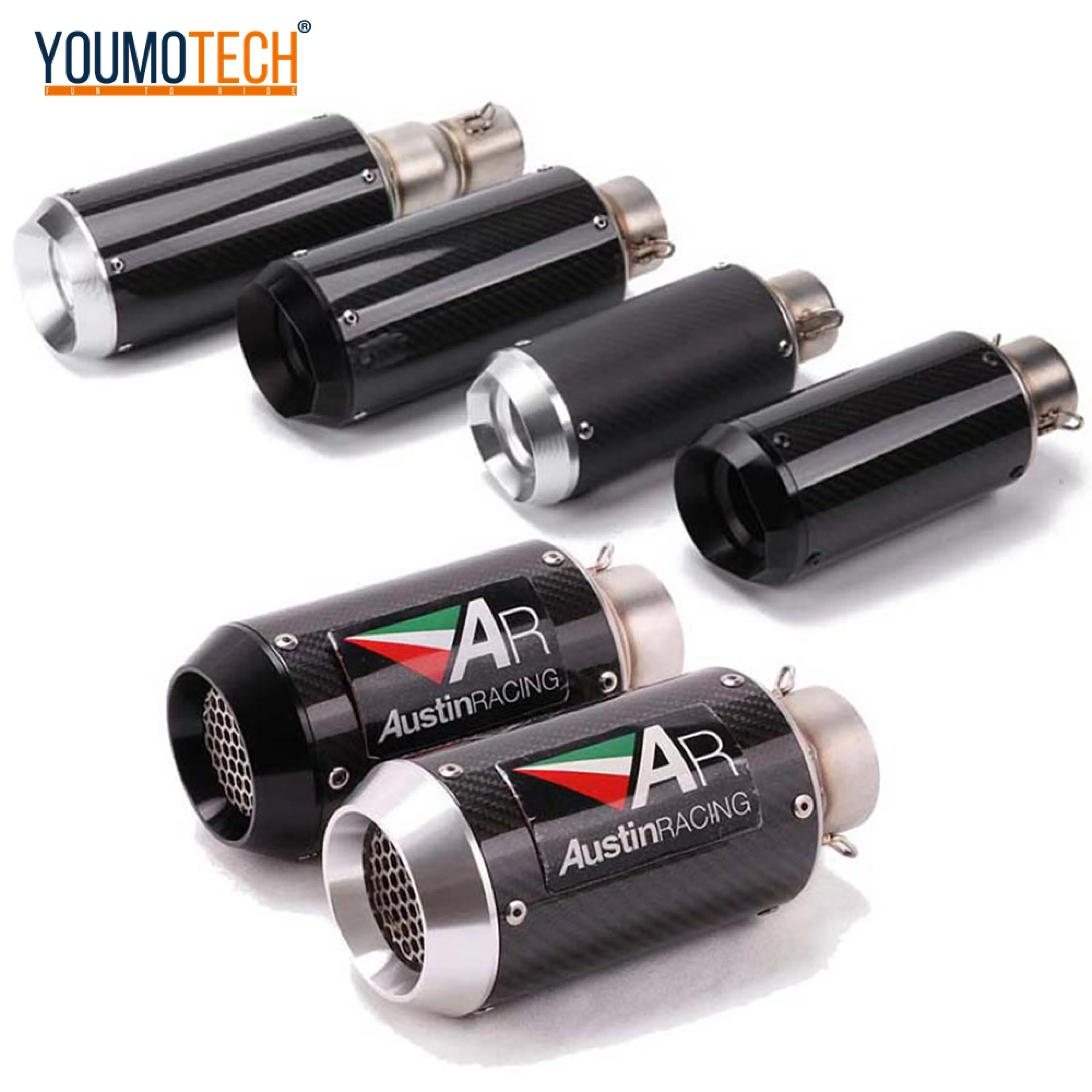 51mm/60mm Motorcycle Exhaust Pipe Carbon Fiber Exhaust Escape Moto Canister Tail Pipe End pipe For NINJA250 RC390 R6 K7 K8 ZX6R 10R ZX-6R zx4rr Honda Yamaha KAWASAKI VESPA etc