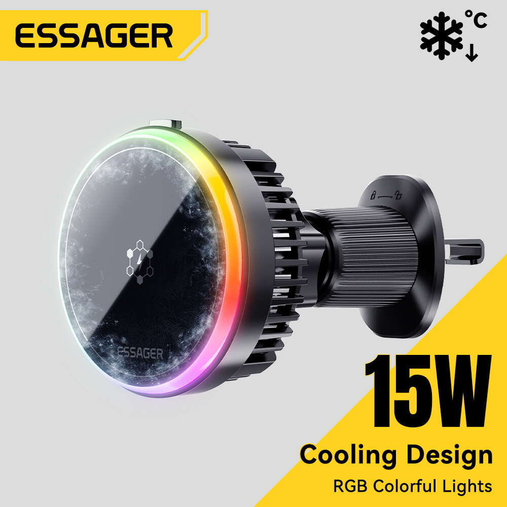 Essager 15W Wireless Charging Car Chargers Semiconductor Refrigeration Car Mounts 360 Free Degree Rotation Car Phone Holder Multi-color Ambient Lights For iPhone16 15 14 13 12 11-8 Samsung Huawei Xiaomi Universal Car Refrigeration Wireless Charging Mounts ราคา 714 บาท*ส่งฟรี