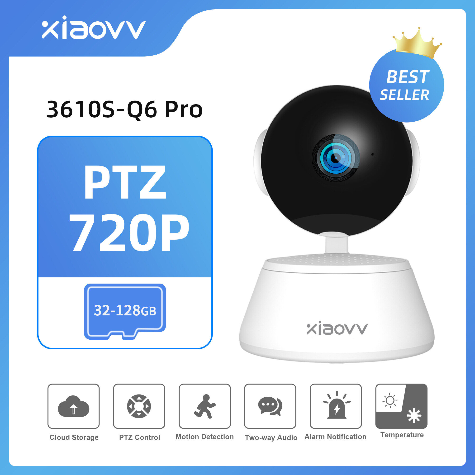 V380 PRO Q6 PRO CCTV Wireless Camera WiFi Indoor Securtiy Infrared Night Vision 720P HD IP Camera Two-way Voice Home Network Baby Monitor