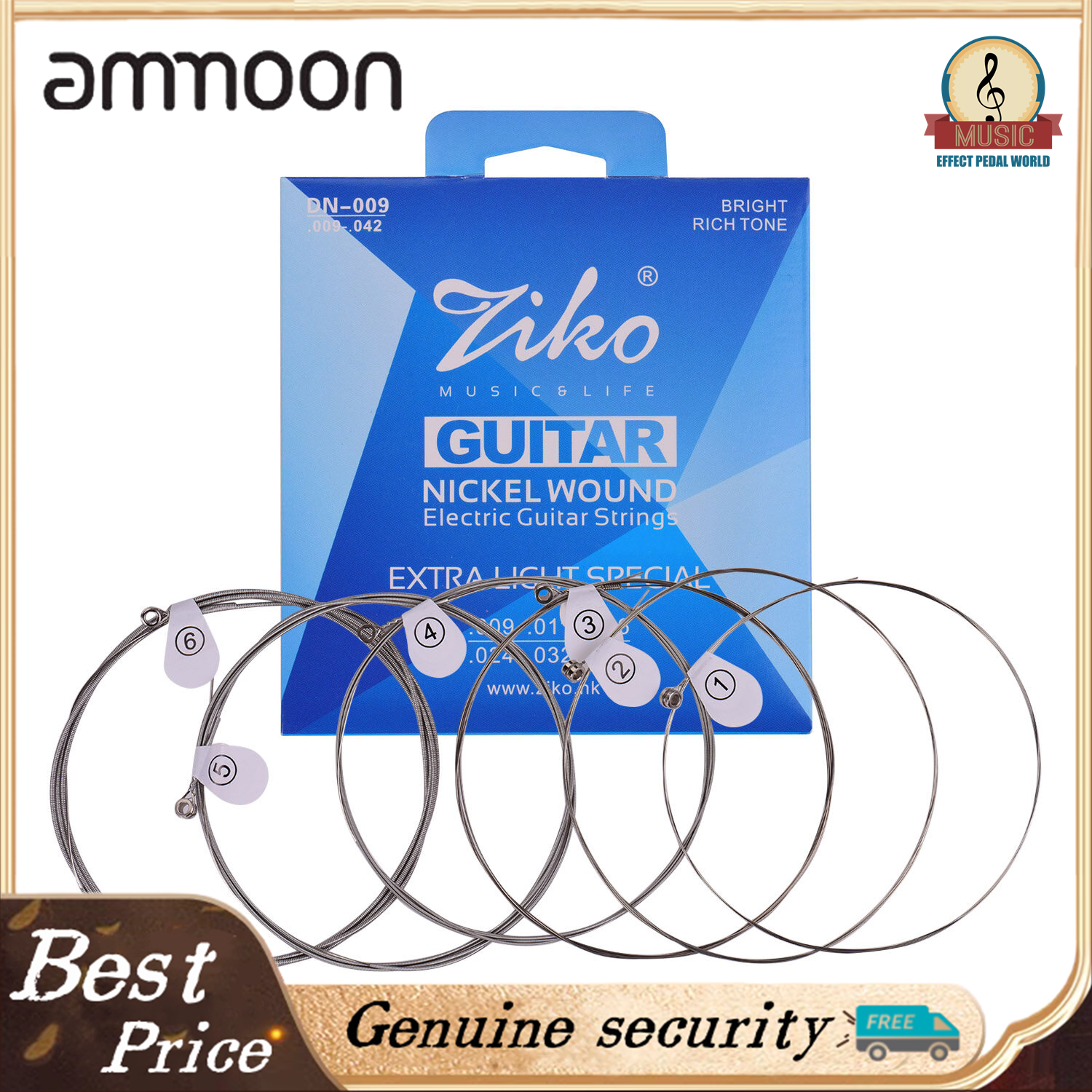 Ziko dây đàn guitar siêu nhẹ dn-009 cho guitar điện lõi lục giác namo bọc nik-en bộ dây 6 chiếc