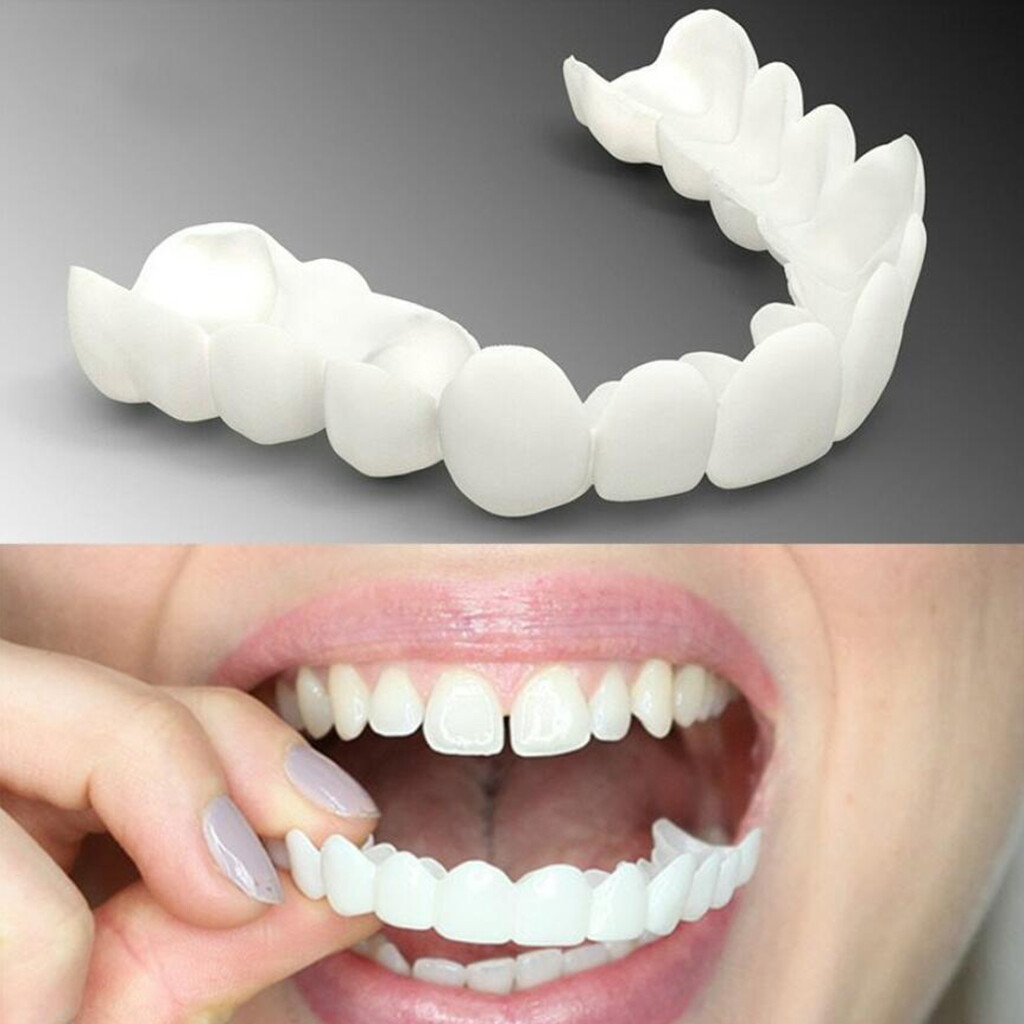 Gambar Baosity 2Pcs Snap Lower Bottom False Teeth Dental Veneers Dentures Fake Tooth Cover