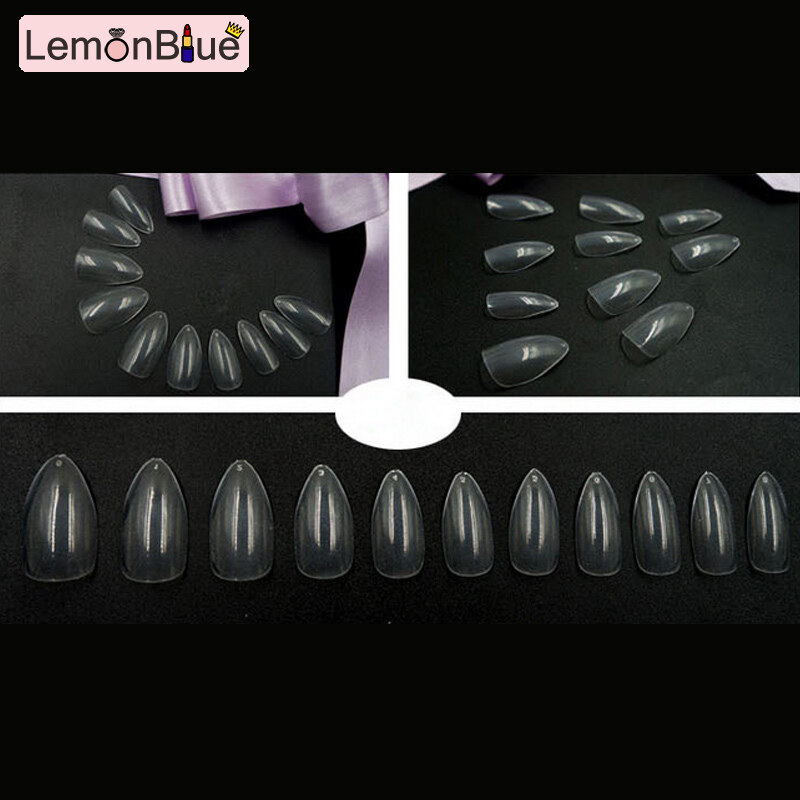 Gambar LemonBlue 600pcs End Nail Art Full Cover Oval Stiletto False Fake Nails Tips Manicure Artificial Nails Salon