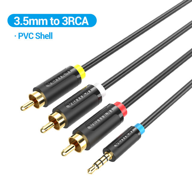 Vention Cáp 3.5Mm/2.5Mm Sang 3RCA Cáp Chuyển Đổi 1.5M 2M Jack 3.5Mm Sang AV Vỏ Kim Loại Cho Máy Tính