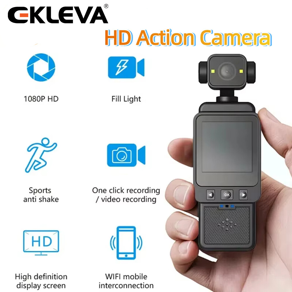 Ekleva HD Camera hành động 180 Xoay Vlog Wifi Mini Thể Thao chống rung Được Xây Dựng Trong đèn chiếu sáng phụ Một Nhấp Chuột Ghi Âm máy ảnh bỏ túi 