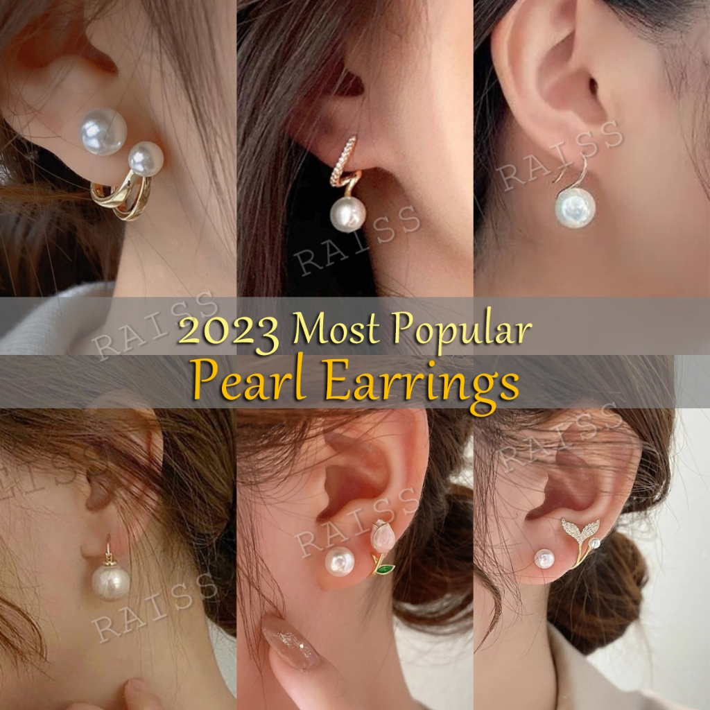 Bông Tai Ngọc Trai Thời Trang Hoài Cổ, Bông Tai Thả Hình Cầu Ngọc Trai Cơ Bản Đơn Giản Bông Tai Xỏ Lỗ