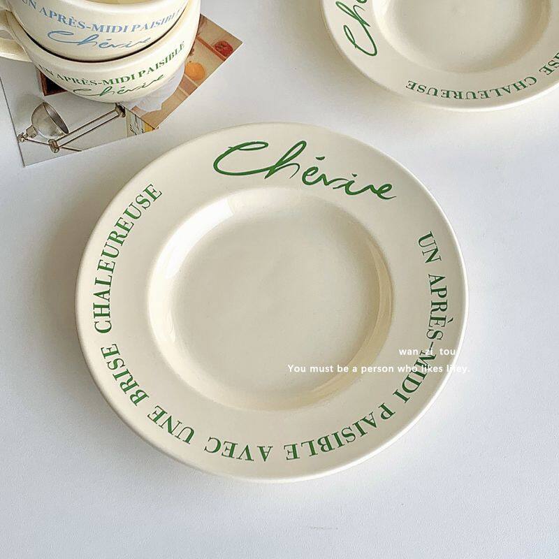 Gambar Korean Ins Plate Dish Plate Household High value Pasta Plate Ceramic Fruit Plate Bowl Plate Set Pastry Plate