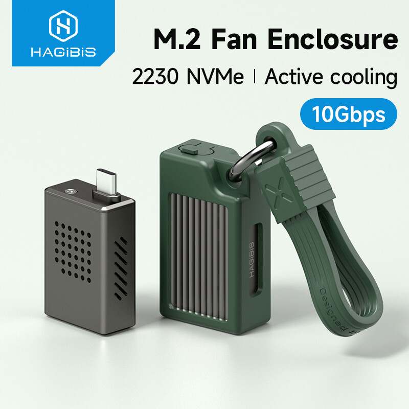 Vỏ ổ cứng HDD 2230 M.2 NVMe SSD kèm quạt tản nhiệt USB 3.2 Gen 2 10Gbps đến NVMe PCi-E M.2 Vỏ đựng ổ SSD cho máy tính xách tay iPhone 16 15 Pro iPad macbook Huawei Samsung Android