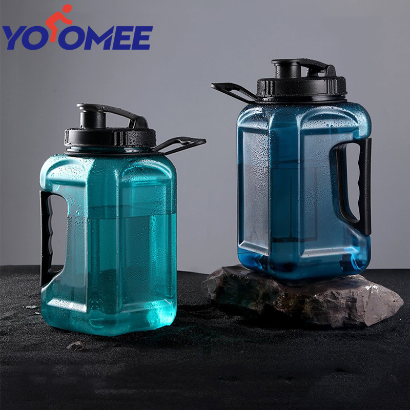 Yoomee bình nước lớn 2,4 l bình nước thể thao màu xanh dương có tay cầm cốc uống nước thẳng chống rò rỉ cầm tay bình tập thể dục ngoài trời không chứa bpa