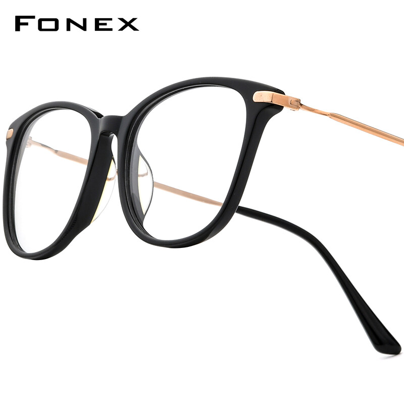  FONEX Acetate Titanium Glasses Frame Men Brand Design Retro Vintage Round Eyeglasses Women Ultralight Korean Japaness Spectacles Custom Optical Eyewear 85667 