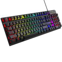 Kebiumei Bàn phím cơ có dây cho PC máy tính xách tay Máy tính để bàn 104 phím Ergonomic đèn nhiều màu chơi game và bàn phím văn phòng Phụ kiện PC