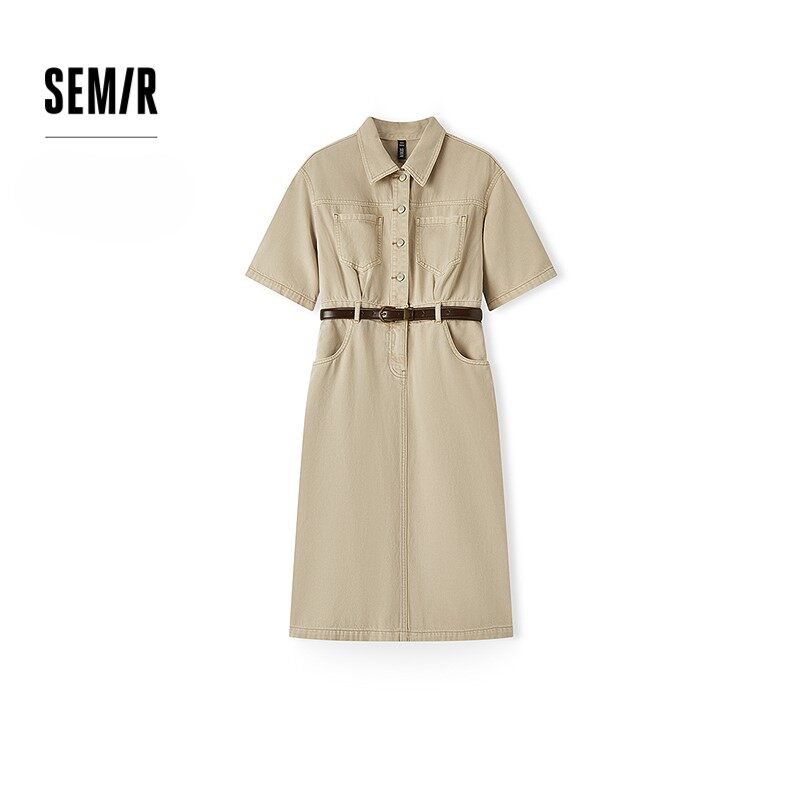 Semir Soft Denim Dress Women Workwear Style Waist-Cinching Slimming Summer Retro Style Mid-Length Dress Vintage Trend ราคา 1,370 บาท*ส่งฟรี