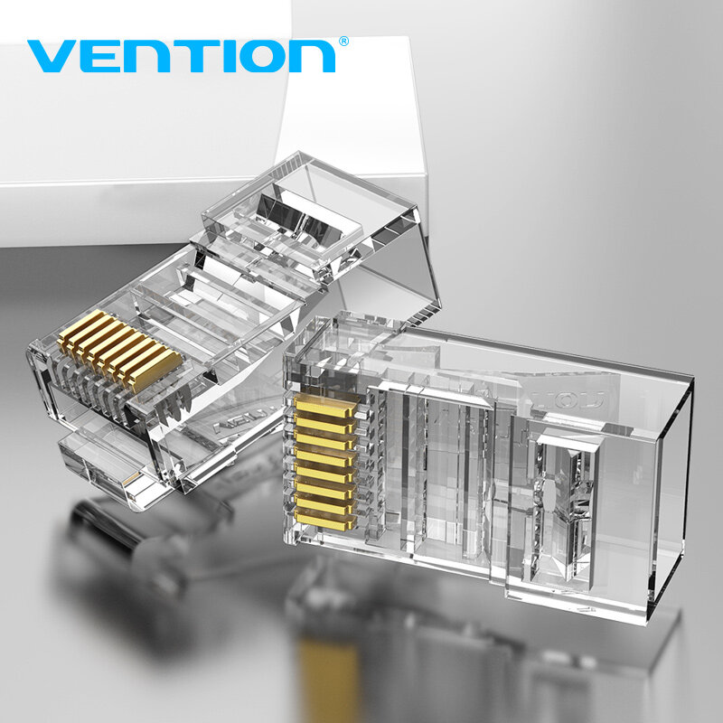 Vention Đầu RJ45 Cat6 UTP - Đầu Mạng LAN 8P8C - Vỏ PC Bền - Lõi Đồng Mạ Vàng 50μm - Chống Gỉ - Tương