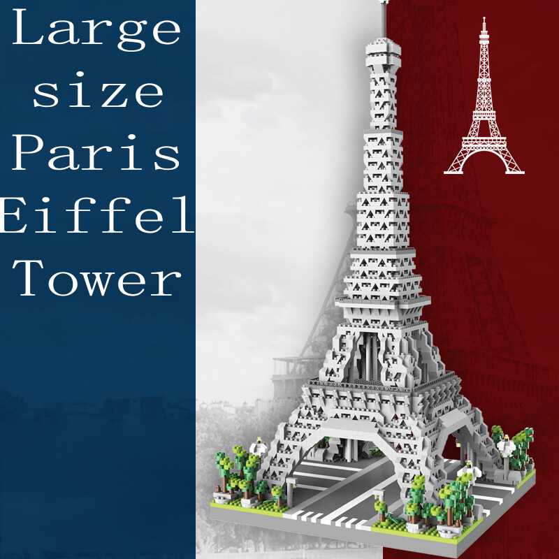 Tháp Paris xem đường phố khối xây dựng mini Kim cương nhỏ bé lắp ráp khối xây dựng đồ chơi trang trí
