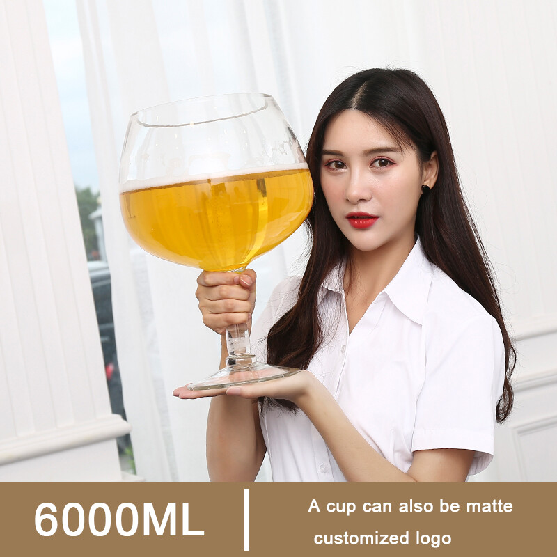 Gambar (Free Logo Engraving) 6000ML Extra Large Capacity Glass, Party Glass, Drink Glass, Juice Glass, Salad Bowl, Giant Beer Glass, Living Room Decoration, Birthday Gift