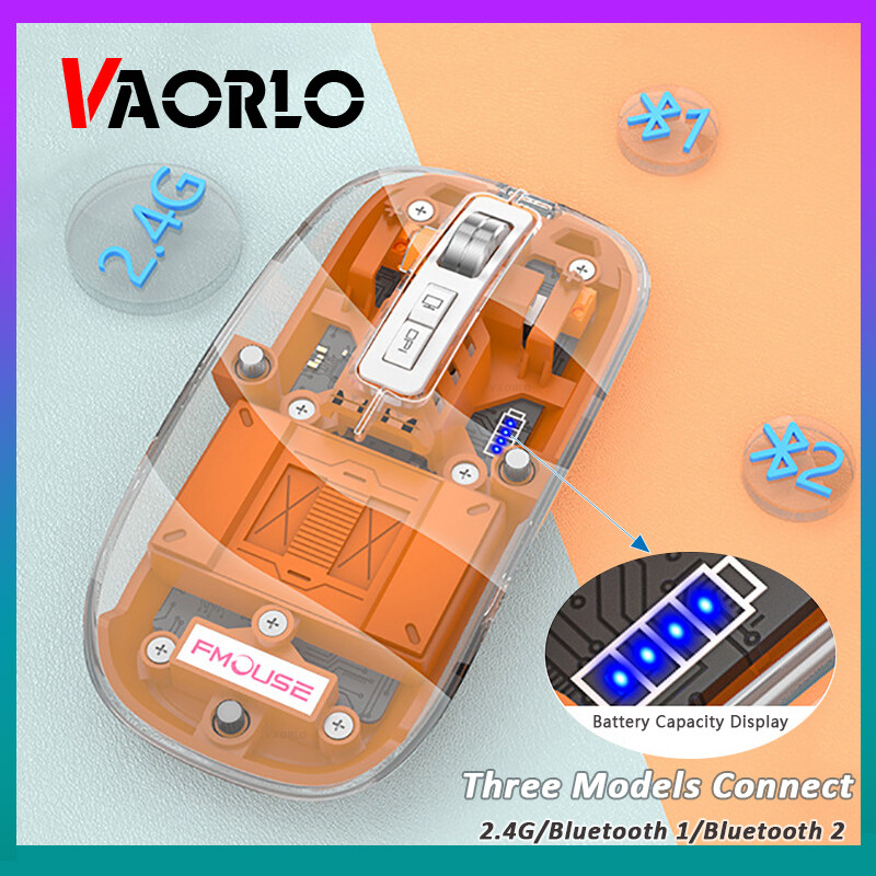 Vaorlo 2.4G chuột không dây bluetooth có thể điều chỉnh DPI LED Pin Hiển Thị Loại C Nhanh Chóng Sạc Câm Nút Chuột RGB trong suốt sành điệu 3 Mô Hình Kết Nối Cho Cửa Sổ trò chơi máy tính văn phòng