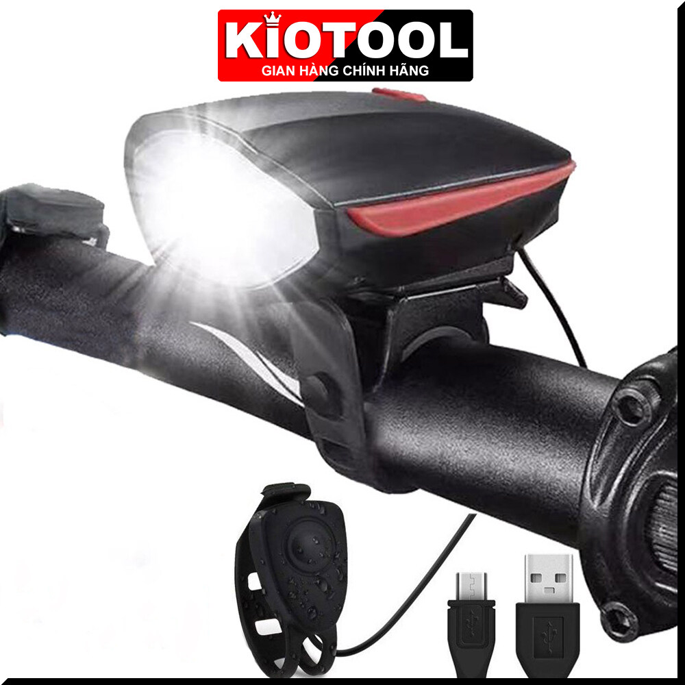 Đèn xe đạp thể thao KIOTOOL siêu sáng có còi pin sạc usb led T6