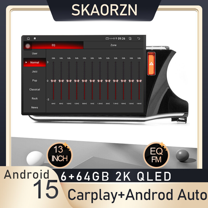 Skaorzn 13inch 6+64GB honda-city-2014-2019 android15 2k qled 2000x1200p 2din car android headunit stereo fm bluetooth carplay android auto steering control rear view for 9inch 10inch frame t13 ราคา 8,104 บาท*ส่งฟรี