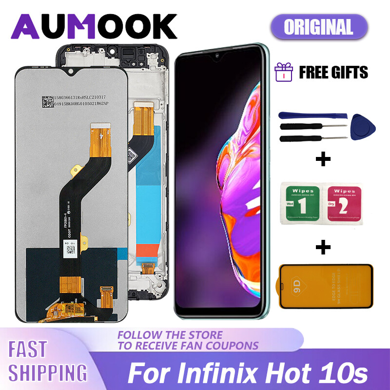 6.82 inch ban đầu cho Infinix Hot 10S Màn hình LCD màn hình cảm ứng số hóa cho Infinix x689b x689 x689d LCD với khung lắp ráp bộ phận thay thế