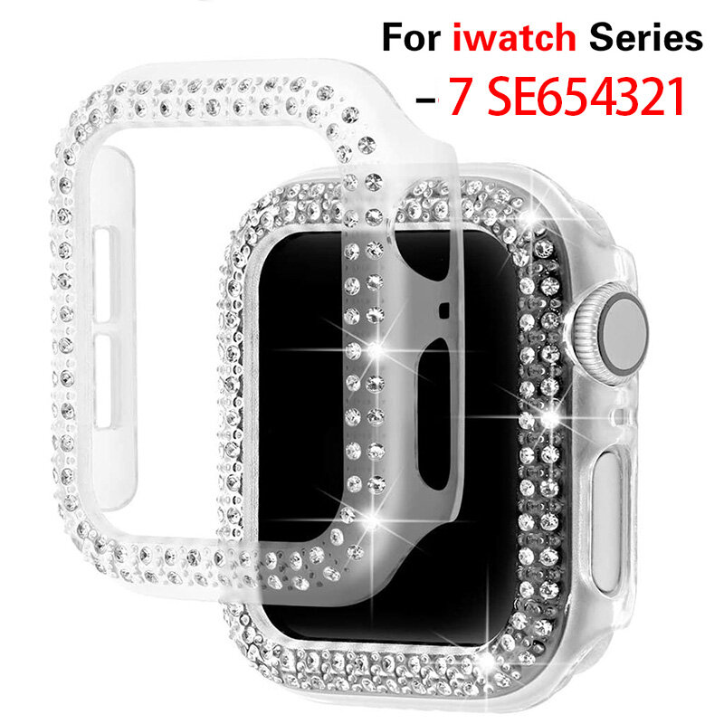 Ốp Bảo Vệ Kim Cương Cho I Watch 7 6 5 4 SE 41Mm 45Mm Cho Ốp Apple Watch Series 7 SE 6 5 4 3 2 1 38MM 42MM Dây Đeo Đồng Hồ 40Mm 44Mm giảm Chấn