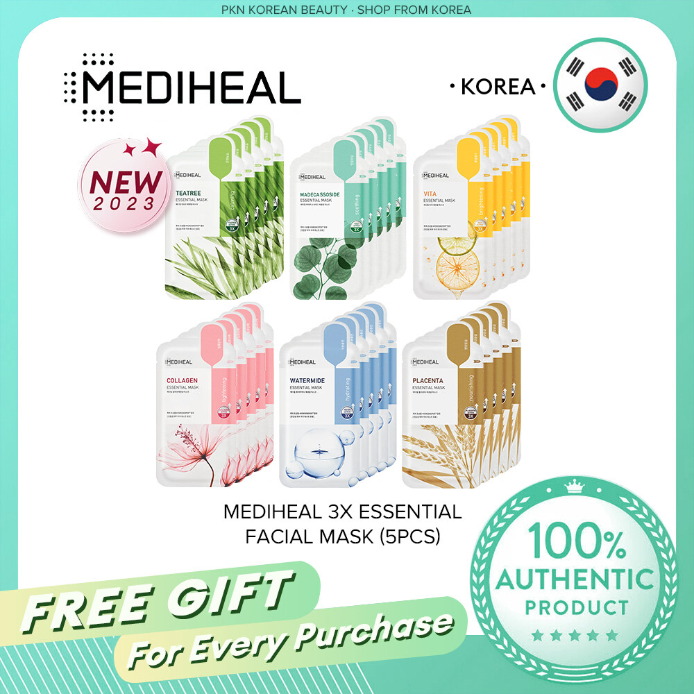 [RENEW] MEDIHEAL Essential 3X, Ampoule, Proatin, Facial Mask Sheet (24g*5pcs/1Piece) Korea Sheet Masks, Tea Tree, Vita, Collagen, Placenta, Watermide, Madecassoside, Rivital, Vita Lightbeam, Platinumv-life, I.P.I, E.G.T, P.D.F, D:NA, R:NA, A:PE, P:EP