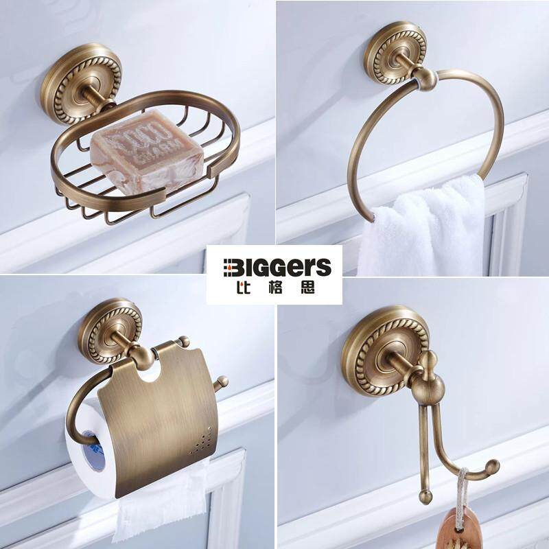 Biggers Antique Bronze Bathroom Accessories Set 4 pcs Toilet Paper Holder Bath Towel Ring Robe Hook Soap Dish ราคา 1,443 บาท*ส่งฟรี