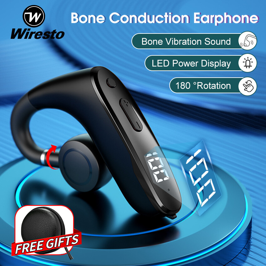 Wiresto tai nghe không dây bluetooth 5.2 tai nghe một tai dẫn truyền xương tai nghe hở tai tai nghe không nhét tai tai nghe âm thanh nổi hd tai nghe chống thấm mồ hôi cho thể thao công sở hàng ngày