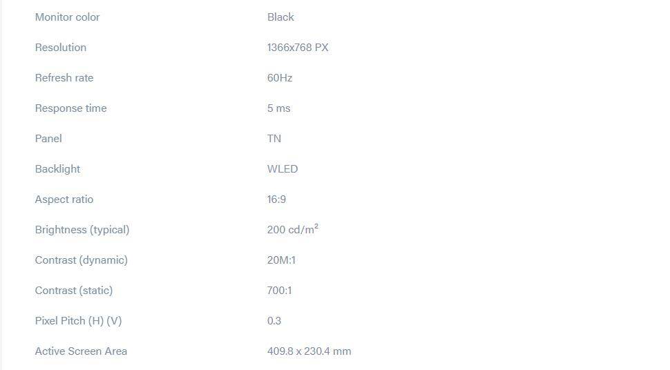 Aoc E970swn 19 Class Led 18 5 E970swn 68 Monitor 1366x768 Resolution 5ms Vga Vesa Black