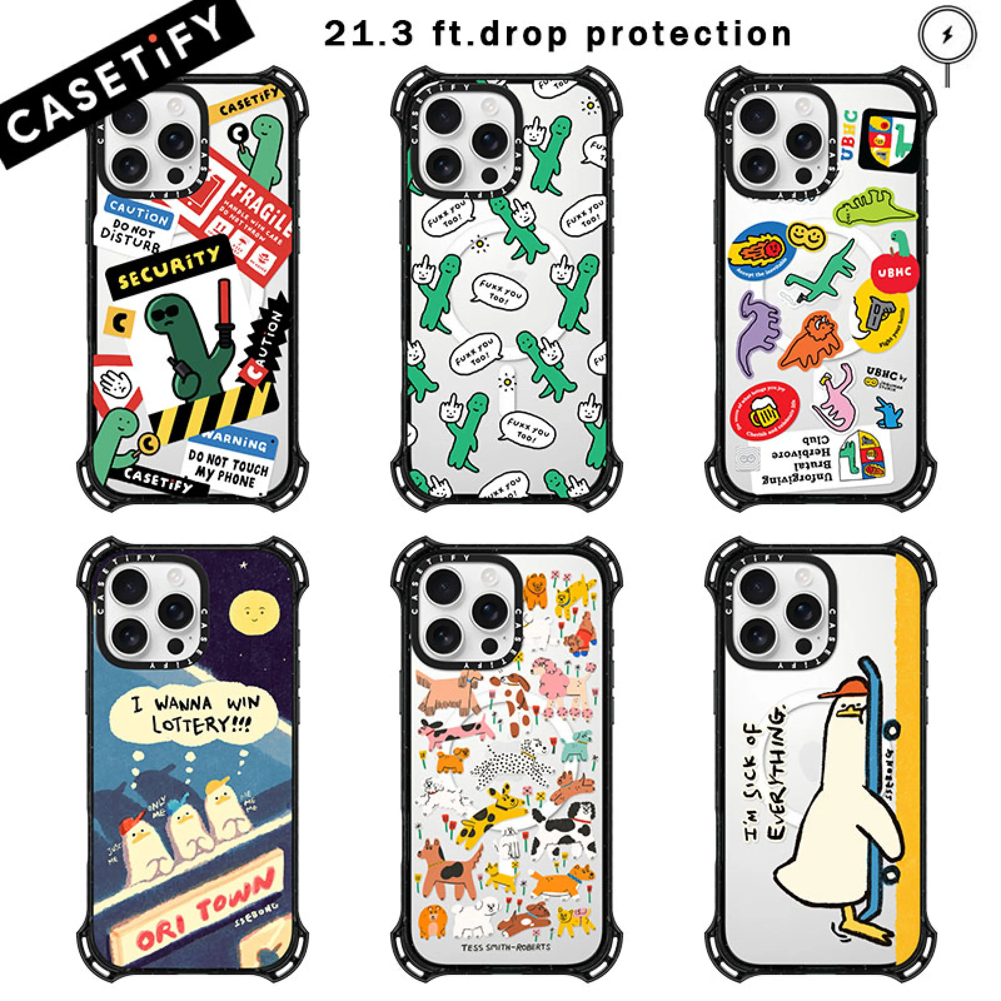 【21.3 ft.drop protection】Original CASETiFY SSEBONG Bounce Case with Magsafe for iPhone 16 Pro Max / iPhone 15 Pro Max / iPhone 14 Pro Max / iPhone 13 Phone Case Protective Cover