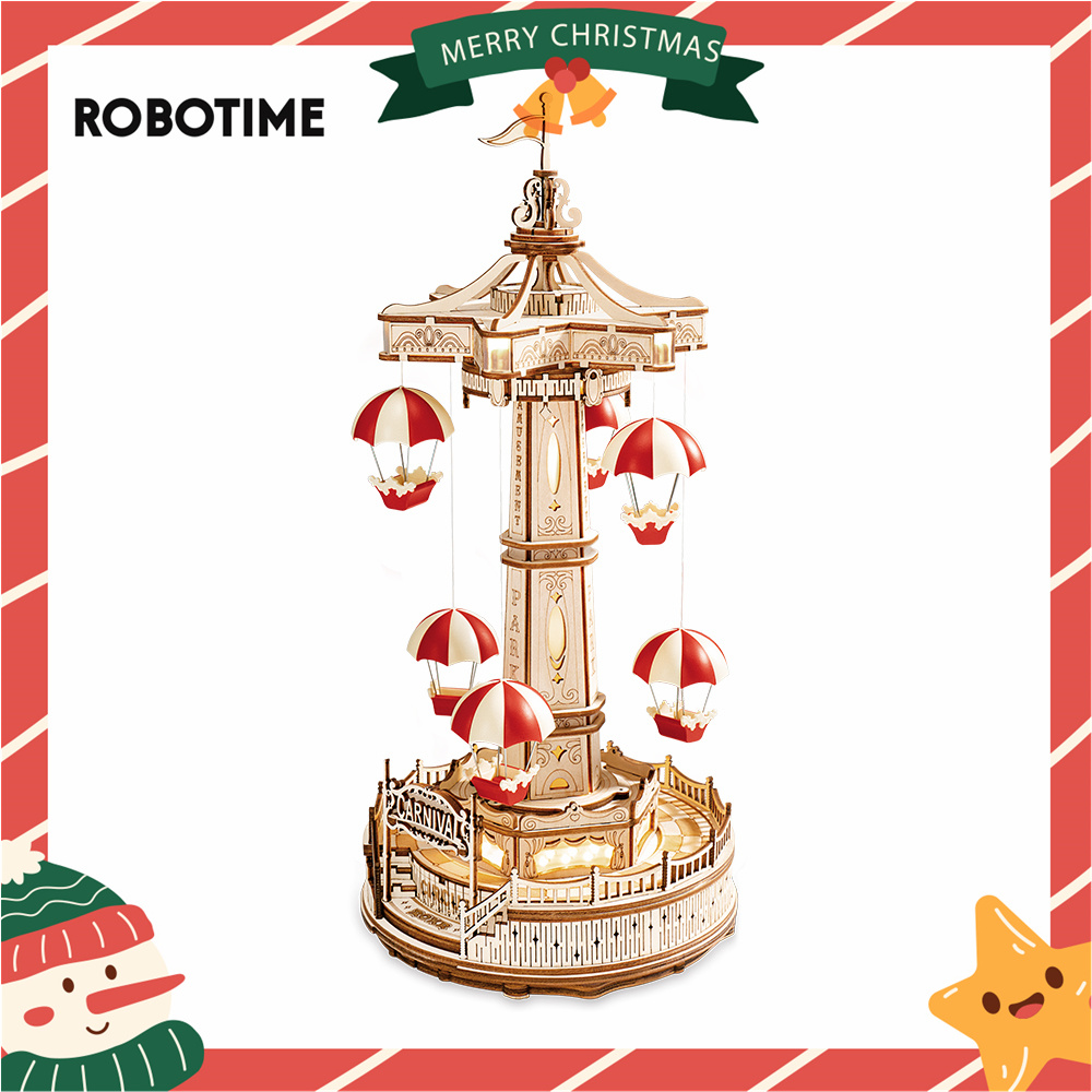 Robotime Rokr Parachute Tower DIY Music Box Building Block Amusement Park Series for Kids Adults Easy Assembly 3D Wooden Puzzle EA01 ราคา 1,358 บาท*ส่งฟรี