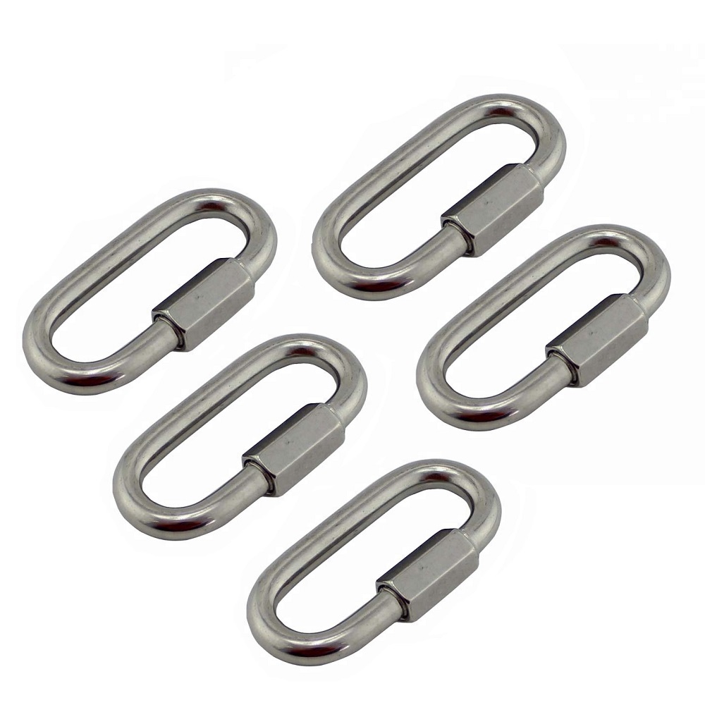 5 cái thép không gỉ 304 cổng chịu tải lò xo Snap Carabiner móc cài nhanh vòng khóa móc có lò xo cho Leo võng cắm trại