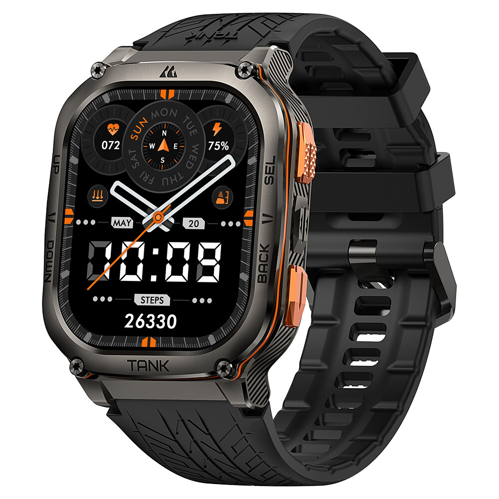 2024 KOSPET TANK M3 Ultra Smart watches with GPS Rugged For Men 100M Waterproof 60 Days Extra-Long Battery 1.96”AMOLED Always-On Display Bluetooth Call 100+ Sport Modes（Stainless steel bezel） ราคา 7,058 บาท*ส่งฟรี