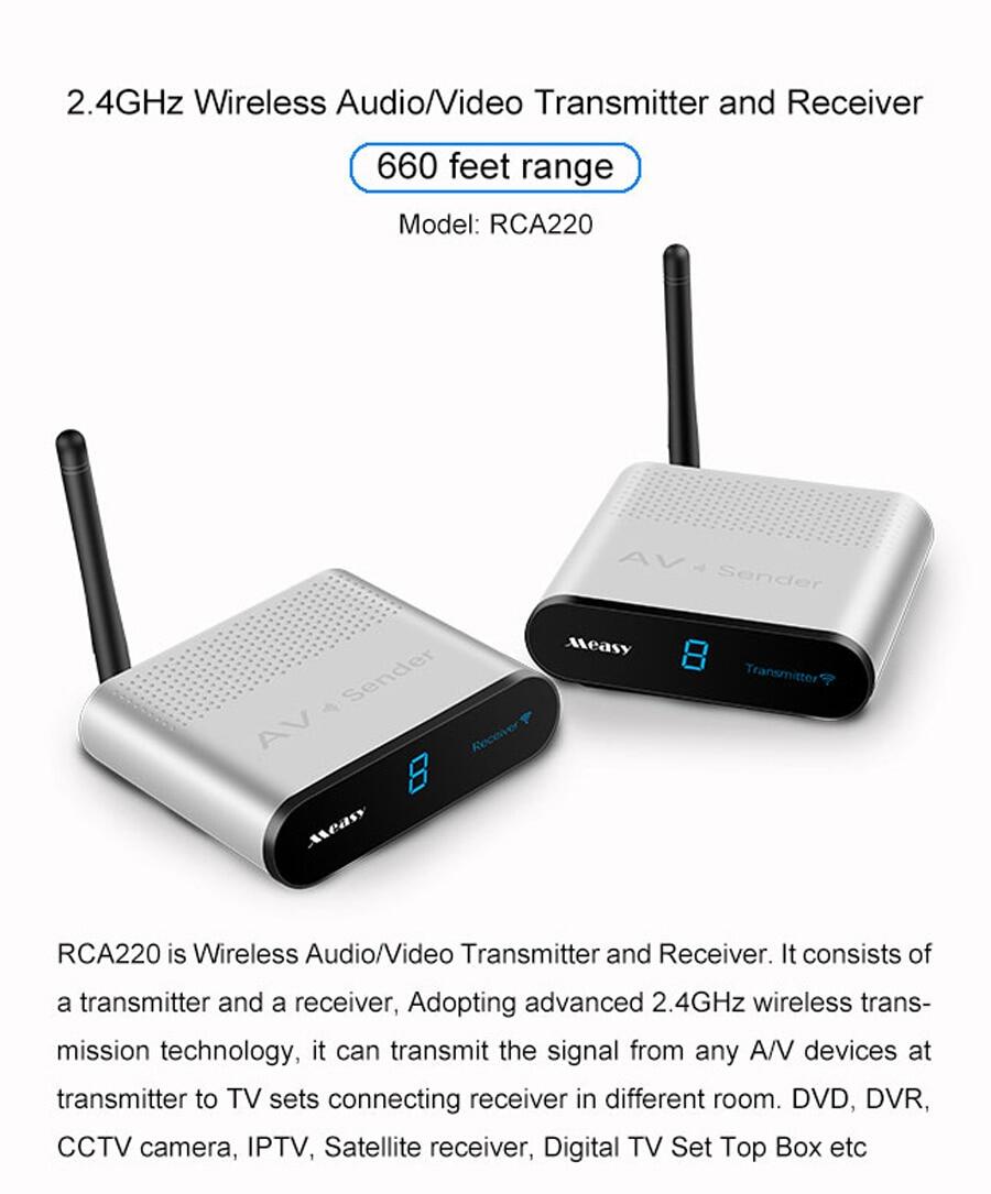 Measy AV220 Wireless AV Transmitter Receiver Audio Video TV AV Signal  Sender receiver Go Through Wall 200M 660FT for SD