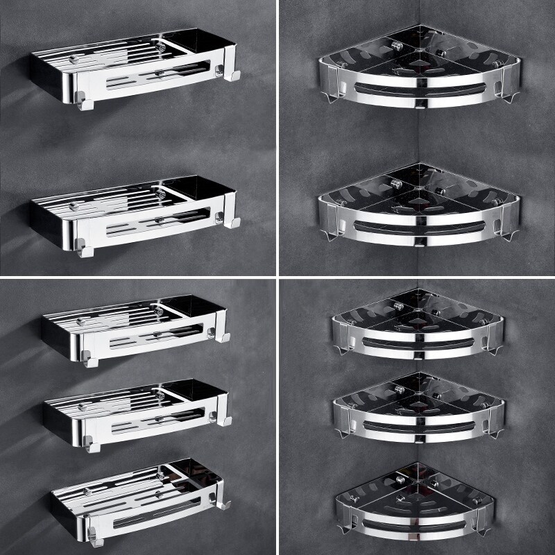 Gambar Avoid punch 304 stainless steel triangular shelf toilet bathroom toilet receive frame hanging in the bathroom wall