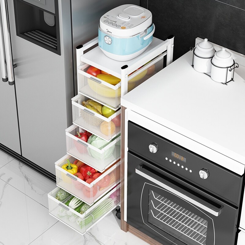 Gambar Kitchen vegetable storage shelf home goods of multi function ground multi layer cracks drawer storage cabinet