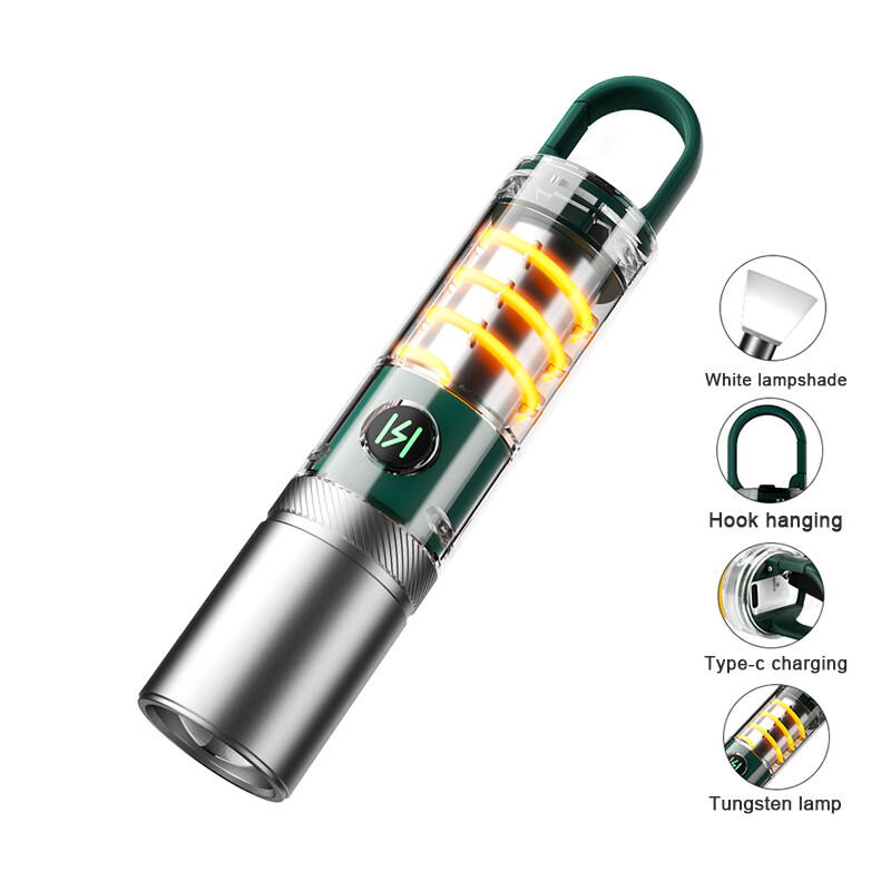 Đèn Pin nguồn đèn kép bầu không khí ngoài trời Đèn làm việc đèn pin ánh sáng mạnh Zoom có thể mở rộng
