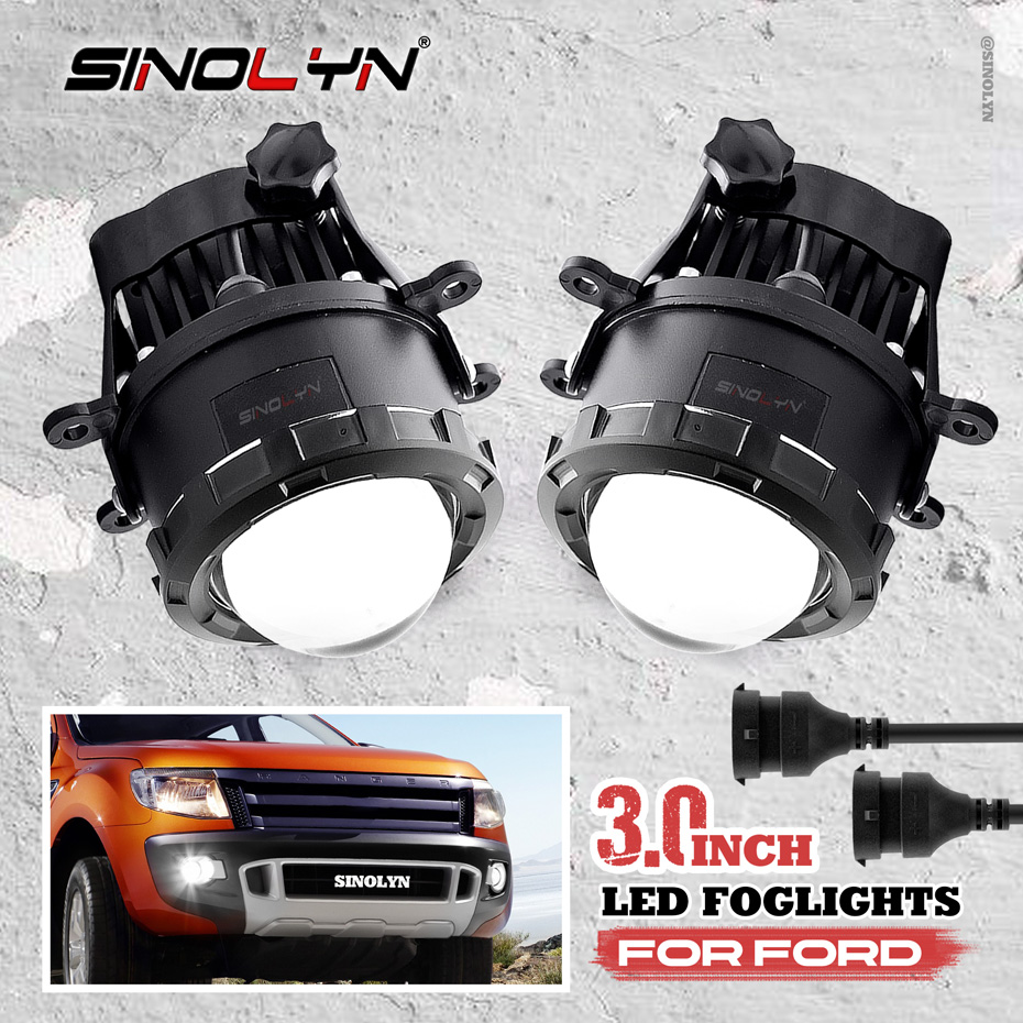 SINOLYN 3 Inch LED Fog Lamps Sport Lights Projector Lens H11 For Ford Focus/Fiesta/Transit/Ranger/Fusion/S-Max/Eco-sport/Pick-UP Single Low Beam Accessories ราคา 2,149 บาท*ส่งฟรี