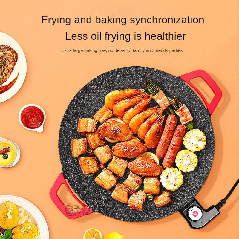 Gambar 2022 Korean Non stick Pan Electric Grill Wheat Rice Stone Electric Grill Takeaway Home Use Grill Pan Multifunctional Portable