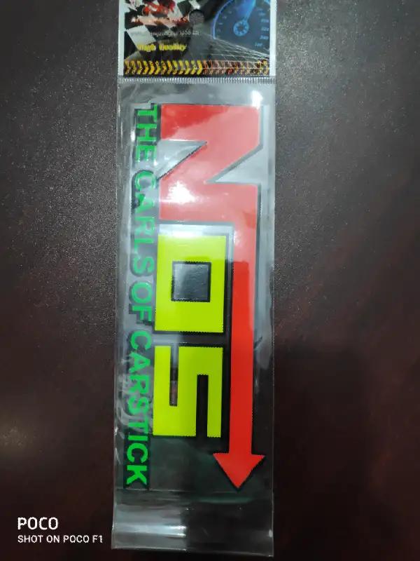 NOS LOGO Reflective Emblem Decal Car Bike Sticker Logo (5x5 Inch)