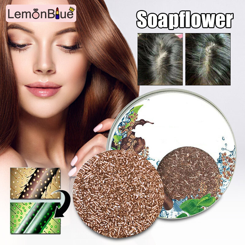 Gambar LemonBlue Hair Darkening Shampoo Bar Anti Dandruff Cleansing Soap Shampoo Unisex Adults Home Hair Care