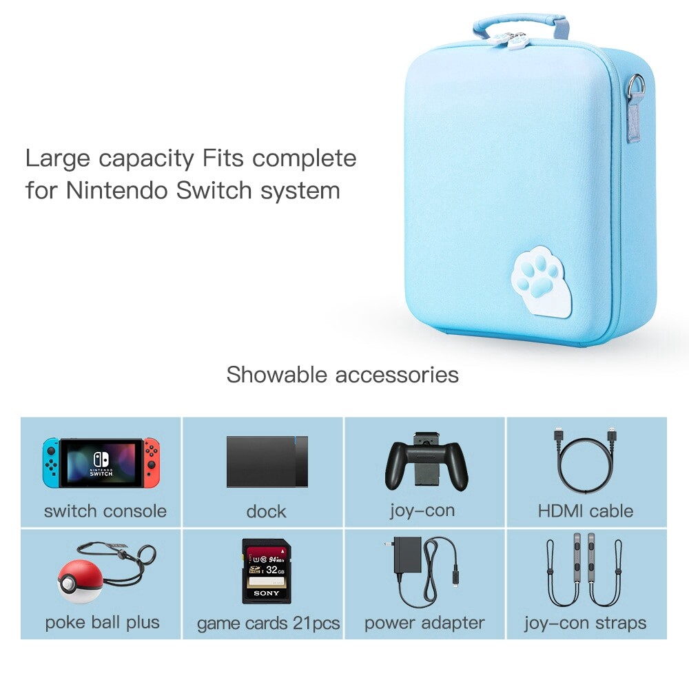 cat paw nintendo switch case dock compatible