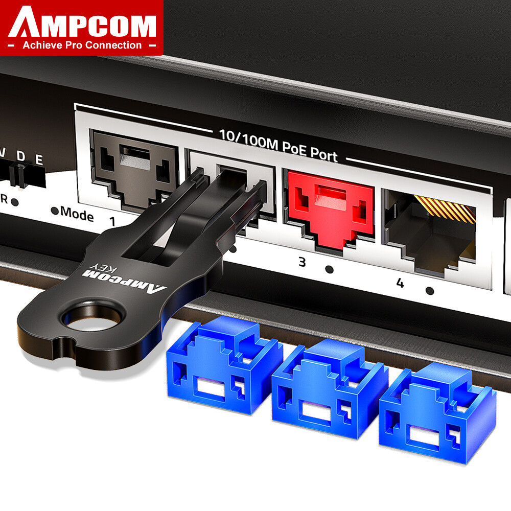 Ampcom RJ45 chèn khóa với chìa khóa, đầu nối ổ cắm mạng chống bụi chống rò rỉ dữ liệu Vật Lý cho công tắc, Bộ định tuyến, trung tâm dữ liệu