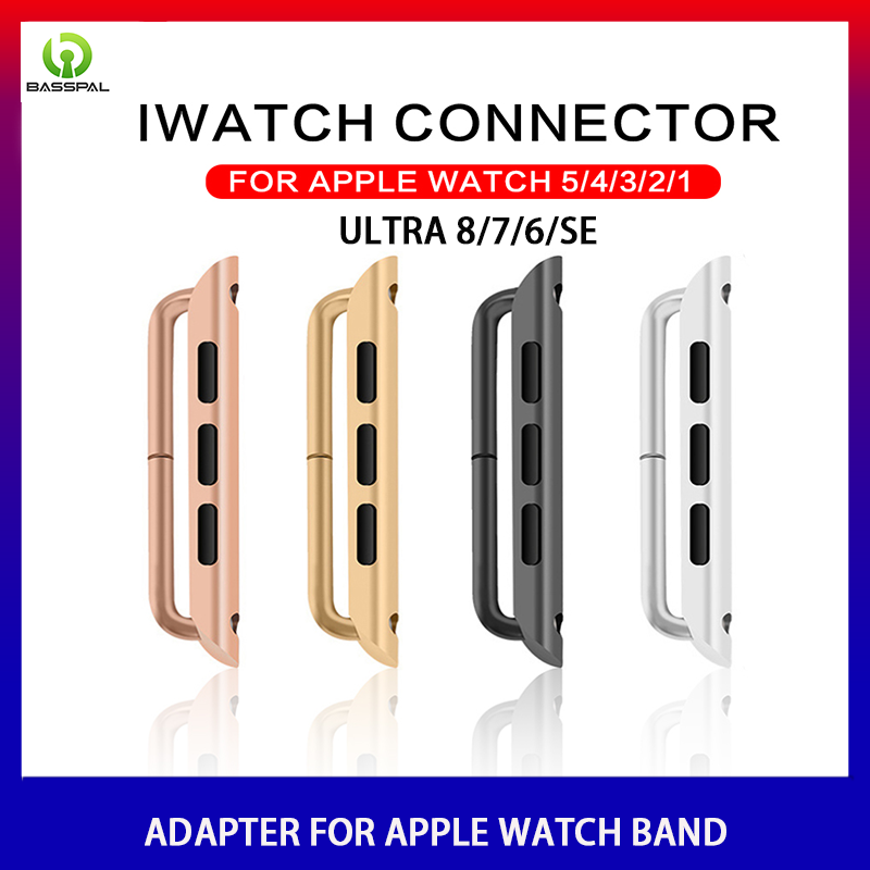Basspal 1 cặp bộ chuyển đổi sạc kim loại cho vòng đeo đồng hồ apple 8 7 6 se 5 4 3 2 1 cho i watch Ultra 49mm 42 38 44 40 41mm dây đeo dây đeo bằng thép không gỉ 45mm phụ kiện đầu nối dây đồng hồ
