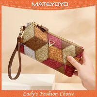 MATEYOYO Womens Long Wallet Clutch Wallet Bohemian Style Splicing Contrast Fashion Design Large Capacity Cash Purse PU Leather Card Wallet Handbag Zipper Coin Pocket