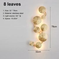 SUNMEIYI Gold Lotus Leaf Wall Lamp Nordic LED Wall Light Light Luxury Wall Sconce Indoor Lighting Home Decor Living Room Bedroom Bedside