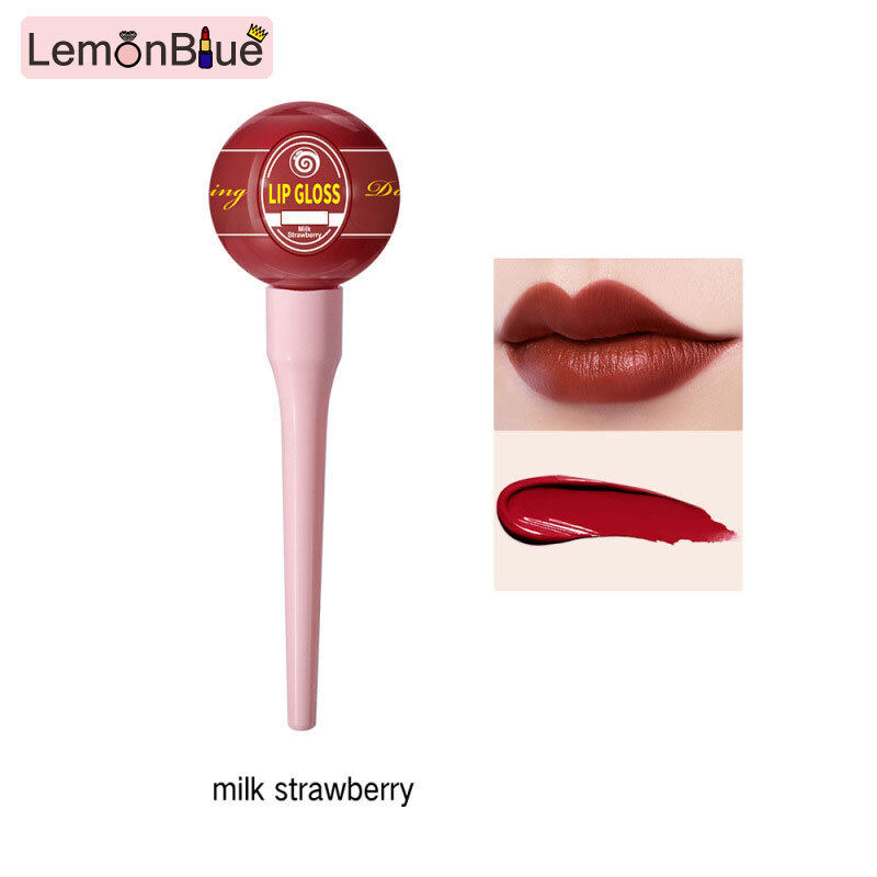 Gambar LemonBlue Lollipop Lipgloss Matte Velvet Lip Glaze Not Easy To Fade Lipgloss Lipstick Lipgloss lip make up fashionable Lollipop shape Matte Velvet Not Easy To Fade